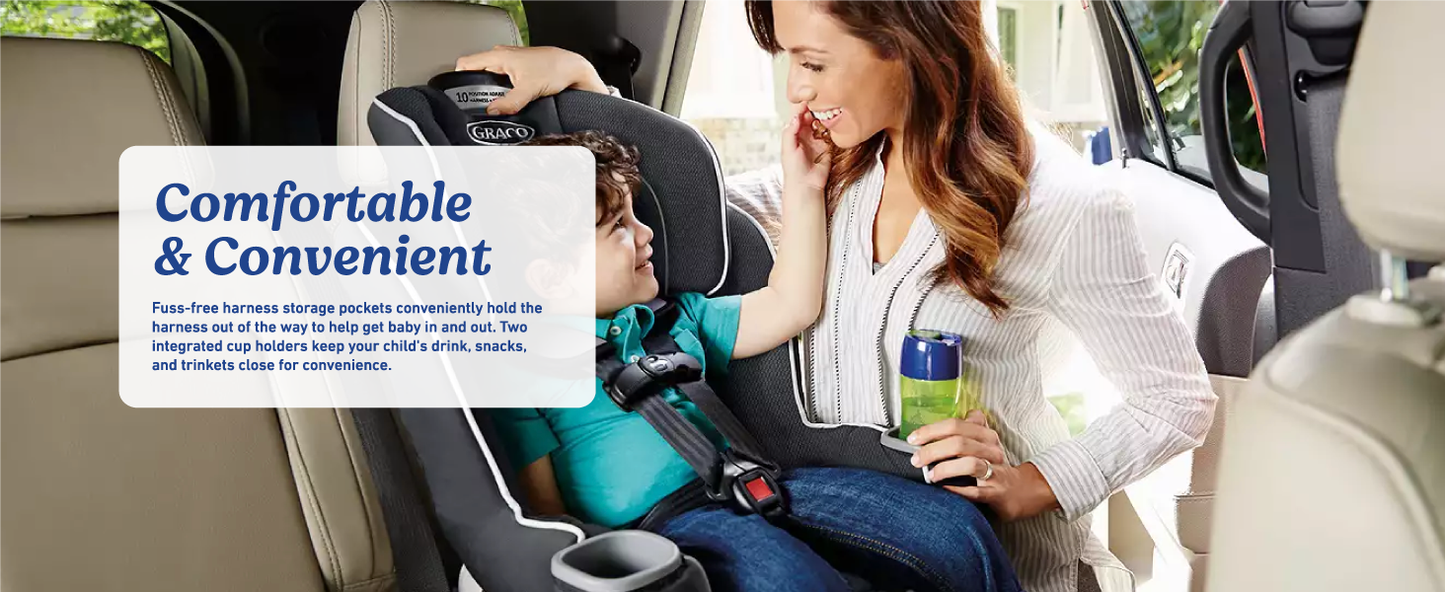 Convertible Baby Car Seat: Rear/Forward-Facing, Adjustable Extension Panel for Extra Legroom