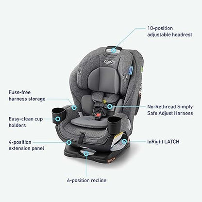 Convertible Baby Car Seat: Rear/Forward-Facing, Adjustable Extension Panel for Extra Legroom